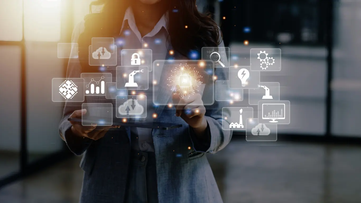 A professional using technology to monitor workflow efficiency and control processes in a business process management strategy.